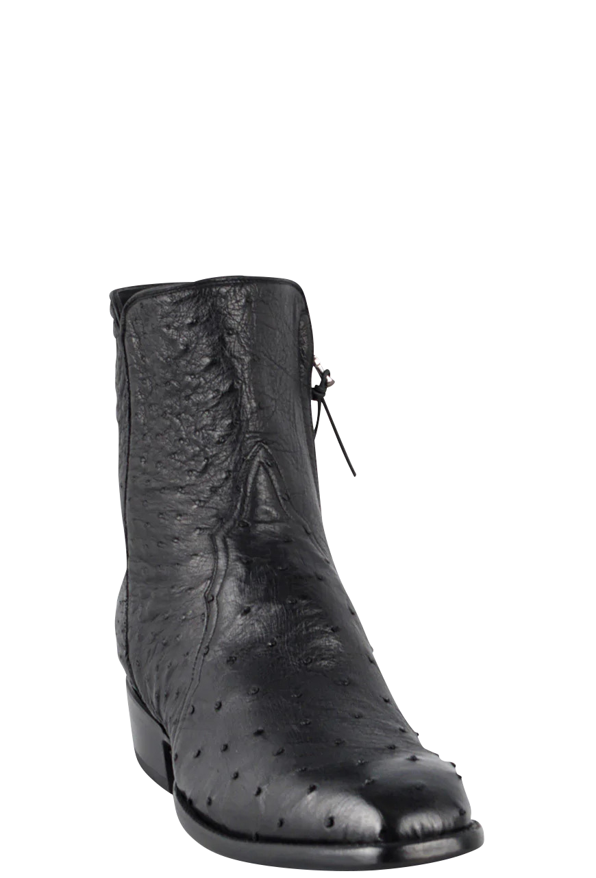Stallion Full Quill Ostrich Zorro Ankle Boots - Black