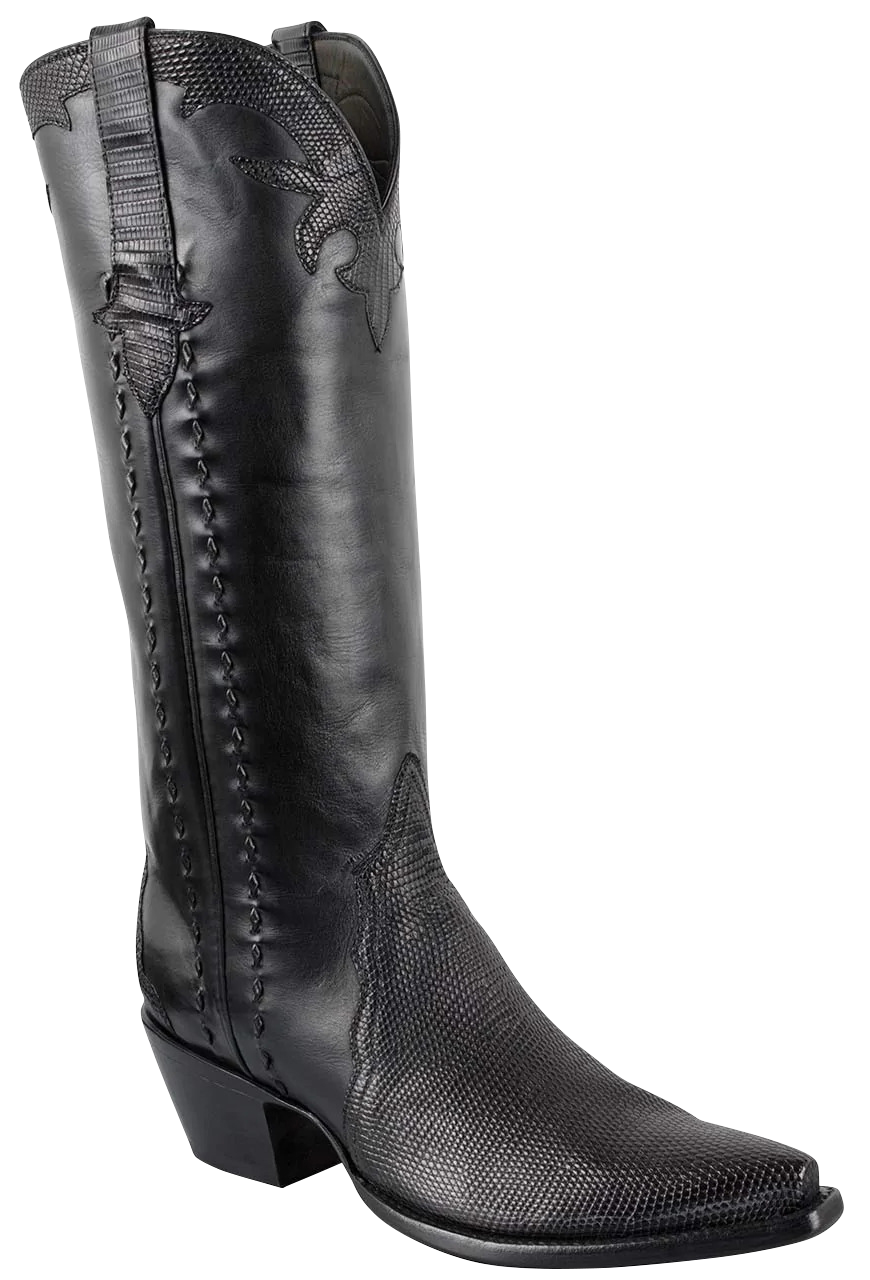 Stallion Lizard Gallegos Cowgirl Boots - Black
