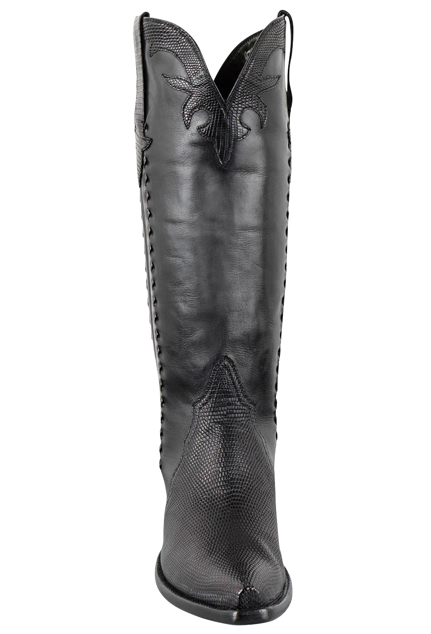 Stallion Lizard Gallegos Cowgirl Boots - Black