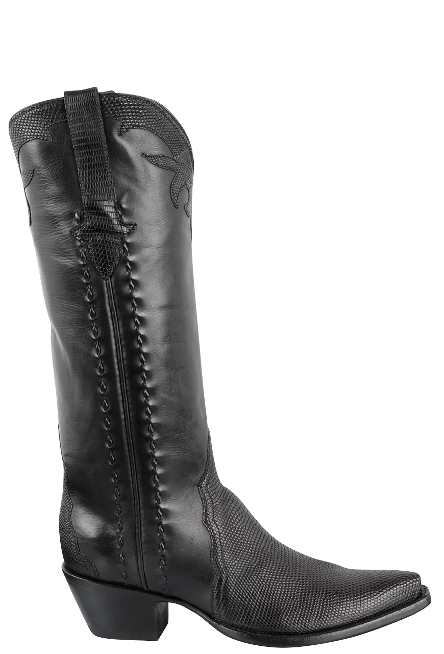 Stallion Lizard Gallegos Cowgirl Boots - Black