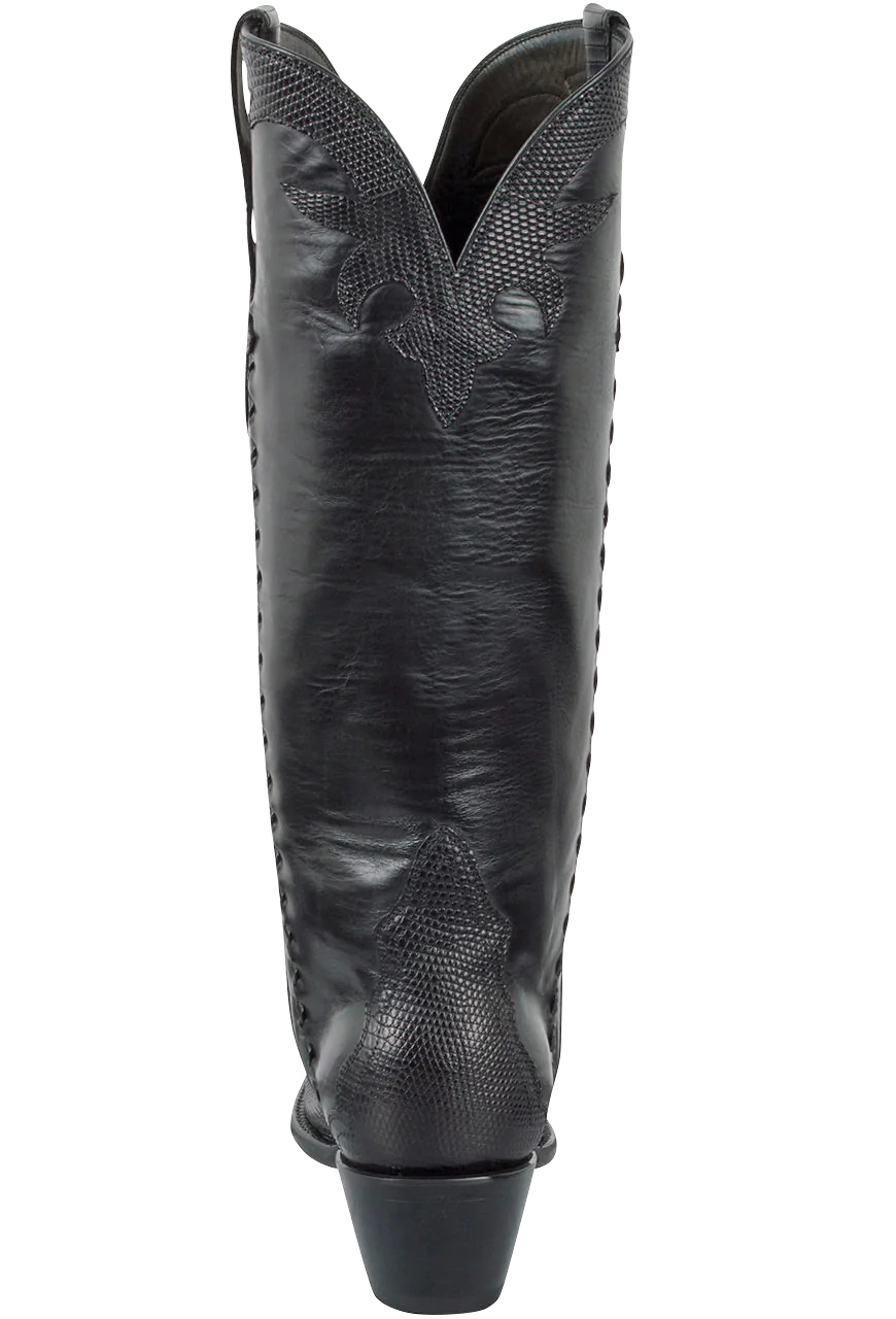 Stallion Lizard Gallegos Cowgirl Boots - Black