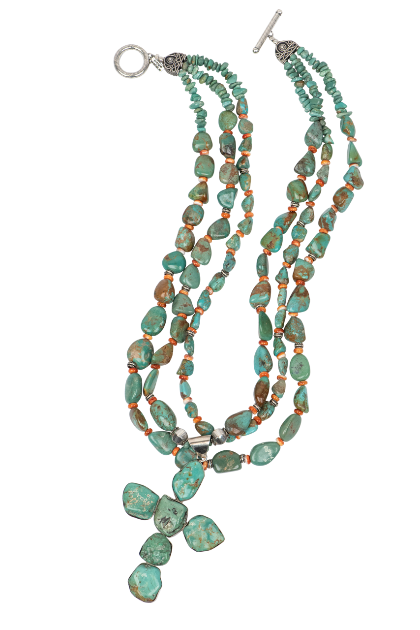 Paige Wallace Turquoise Nugget Cross Necklace