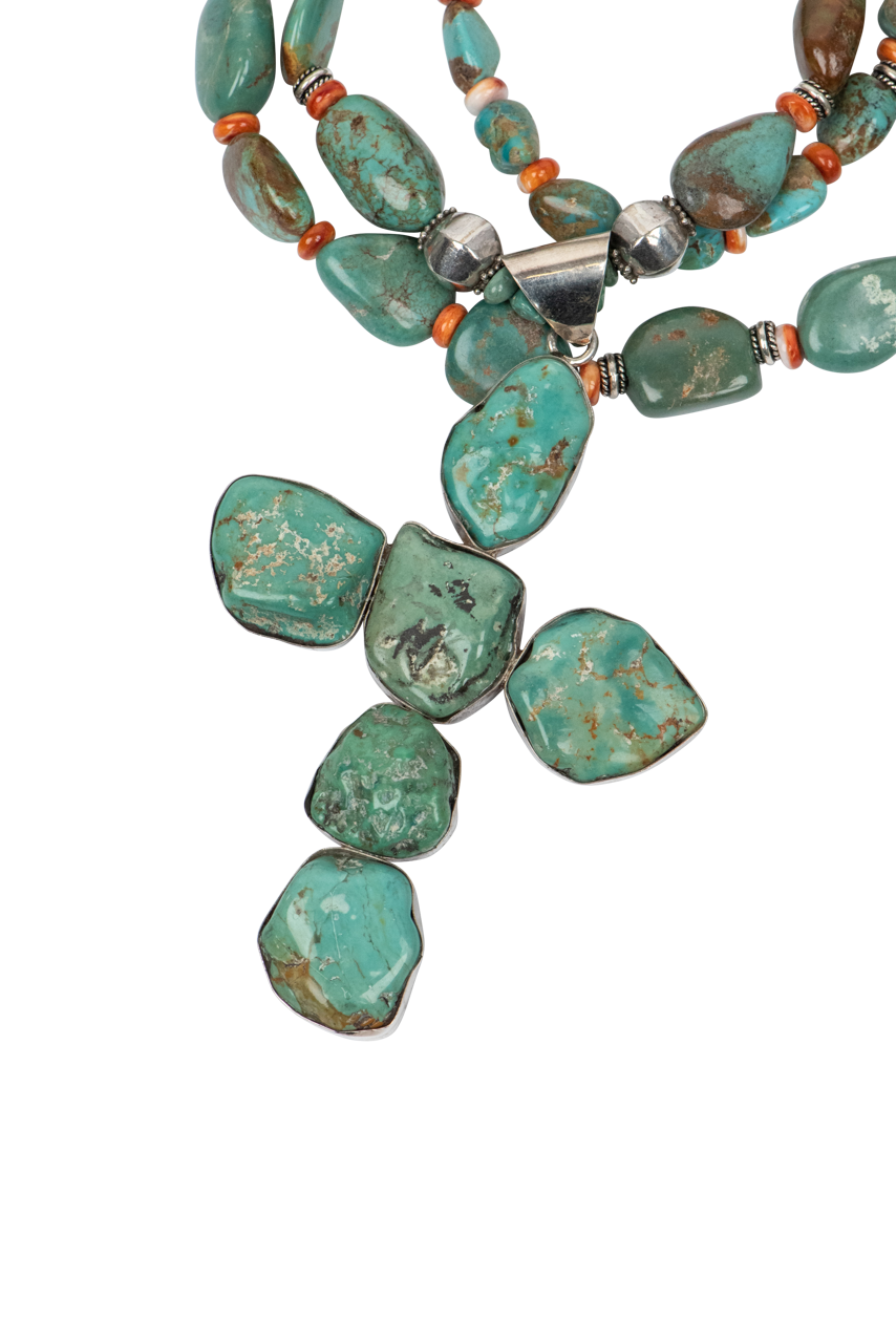 Paige Wallace Turquoise Nugget Cross Necklace