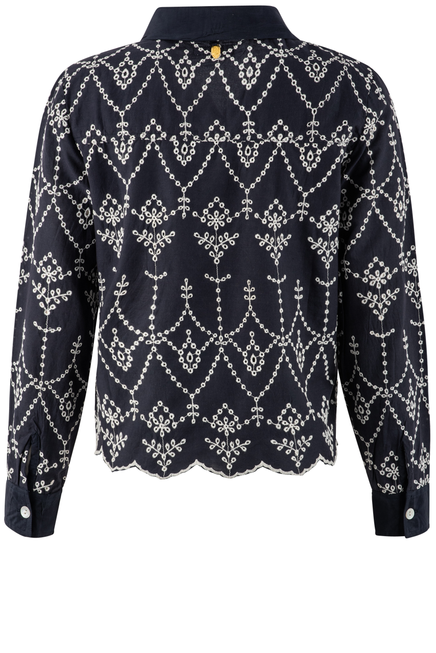 RubyYaya Navy Embroidered Shirt