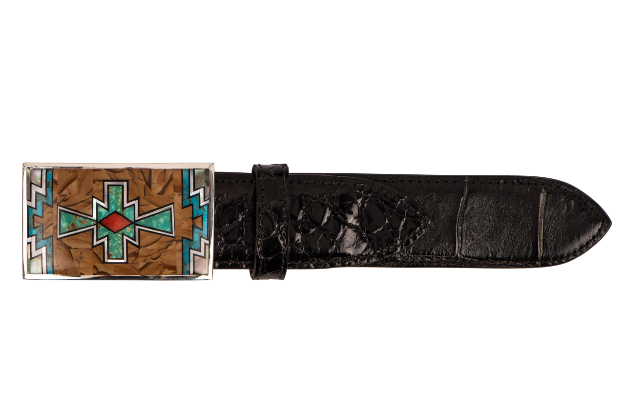 B.G. Mudd 1.5" Jasper & Green Turquoise Single Belt Buckle