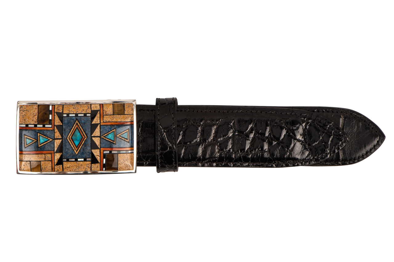 B.G. Mudd 1.5" Jasper & Tiger Eye Single Belt Buckle