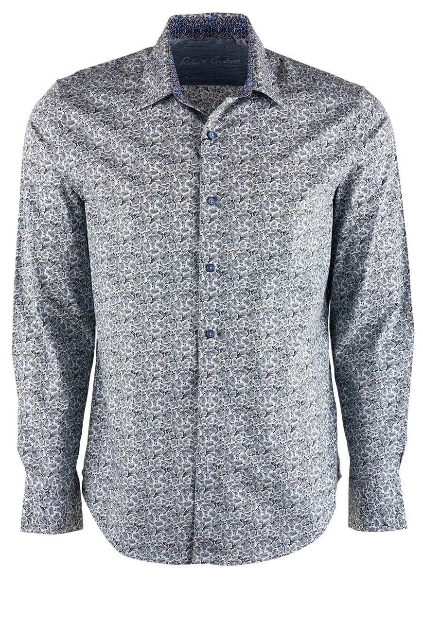 NEW Robert Graham Men's XL Barrick Blue Grey Houndstooth Classy store Sport Shirt NWT