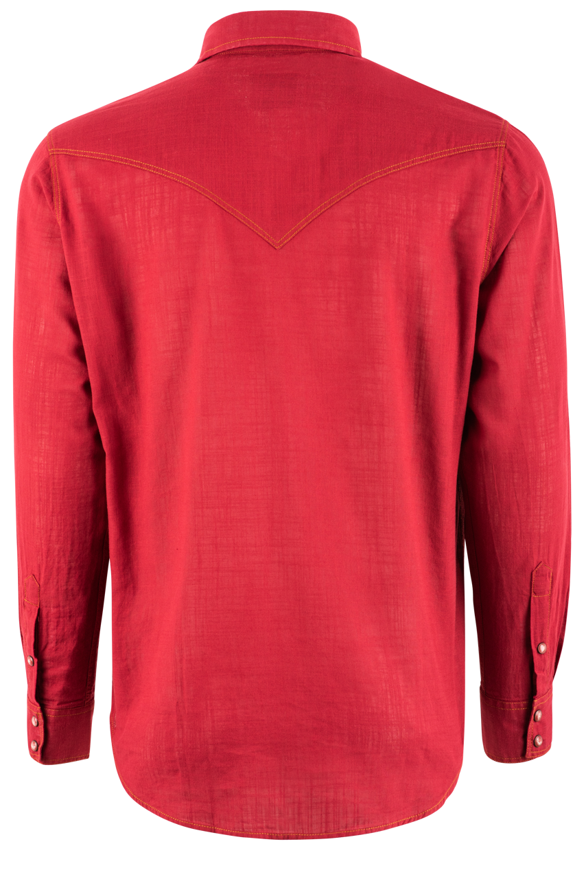 Pinto Ranch YY Collection Pleated Red Wash Pearl Snap Shirt