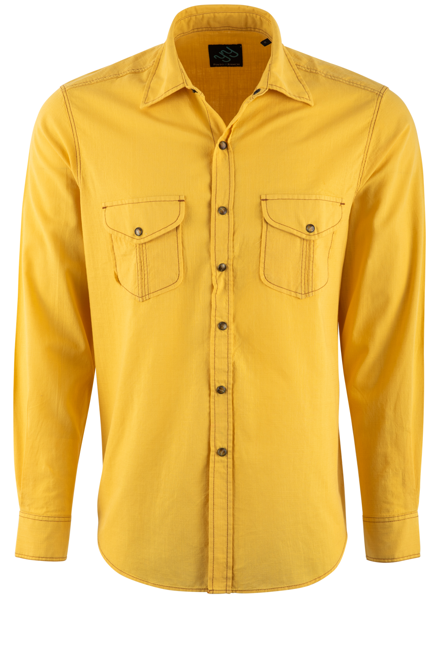 Pinto Ranch YY Collection Pleated Gold Wash Pearl Snap Western Shirt