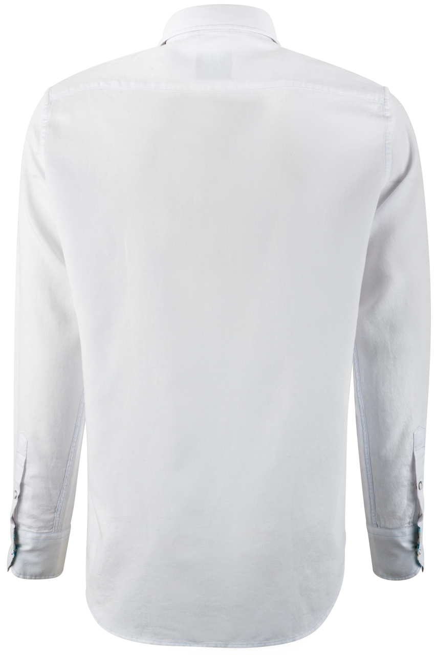 Pinto Ranch YY Collection Washed Long Sleeve Pearl Snap Shirt - White