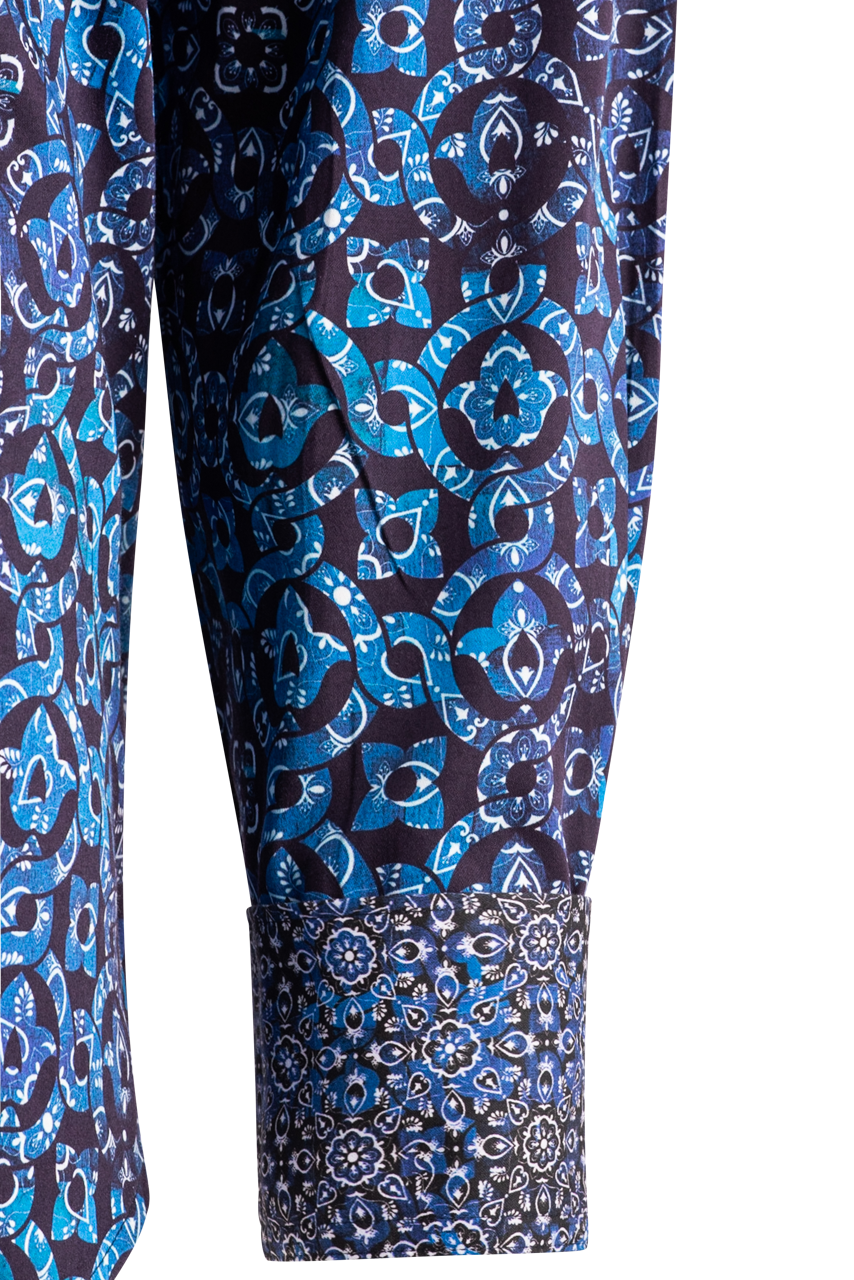 Robert Graham Blue Pattern Long Sleeve Button-Front Shirt