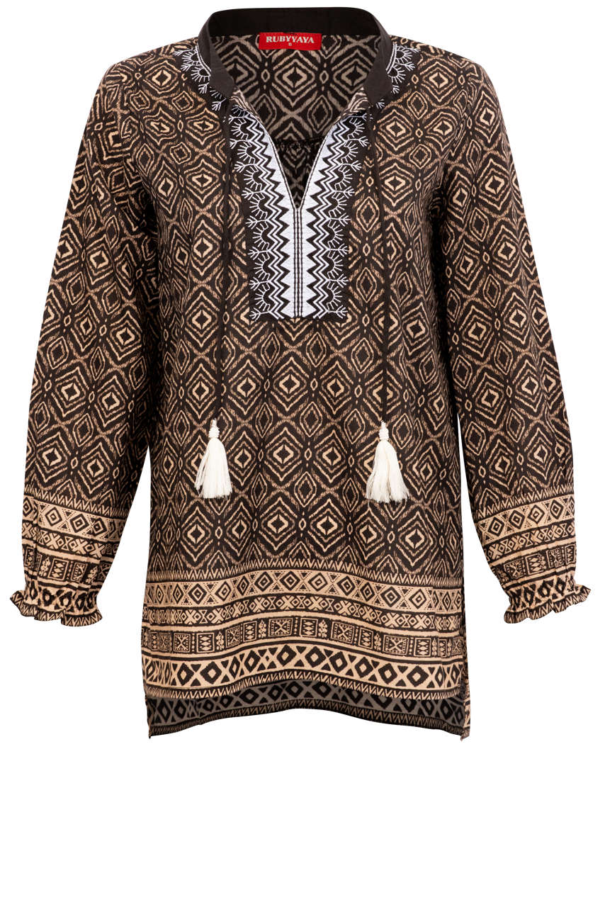 RubyYaya Aztec Print Top