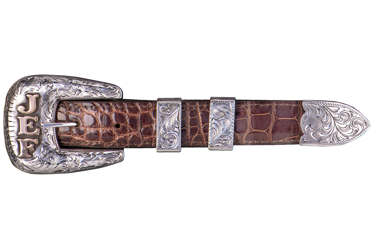 Pinto Ranch 1" Gold & Silver Personalized Buckle Set