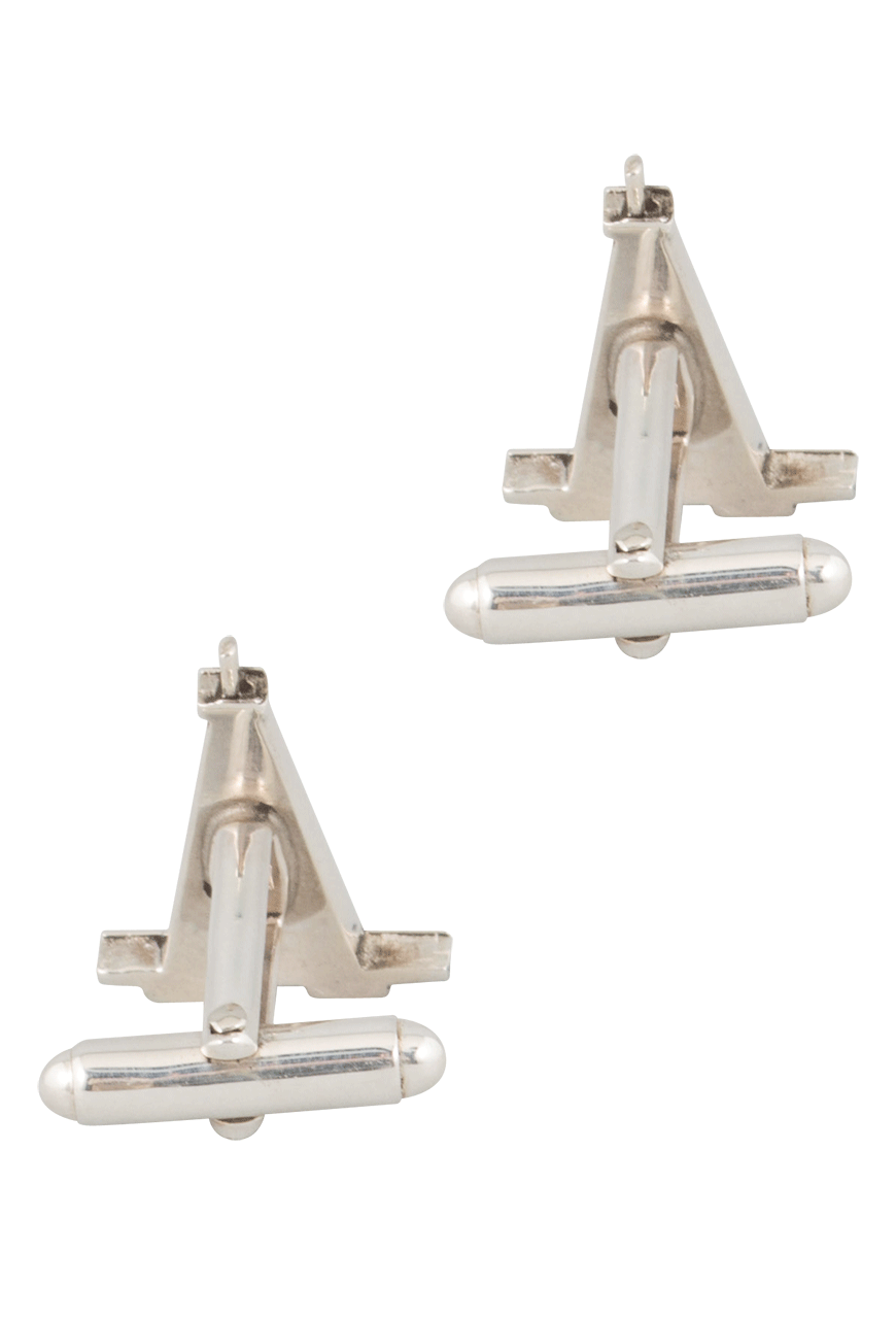 Pinto Ranch Oil Derrick Silver Cufflinks