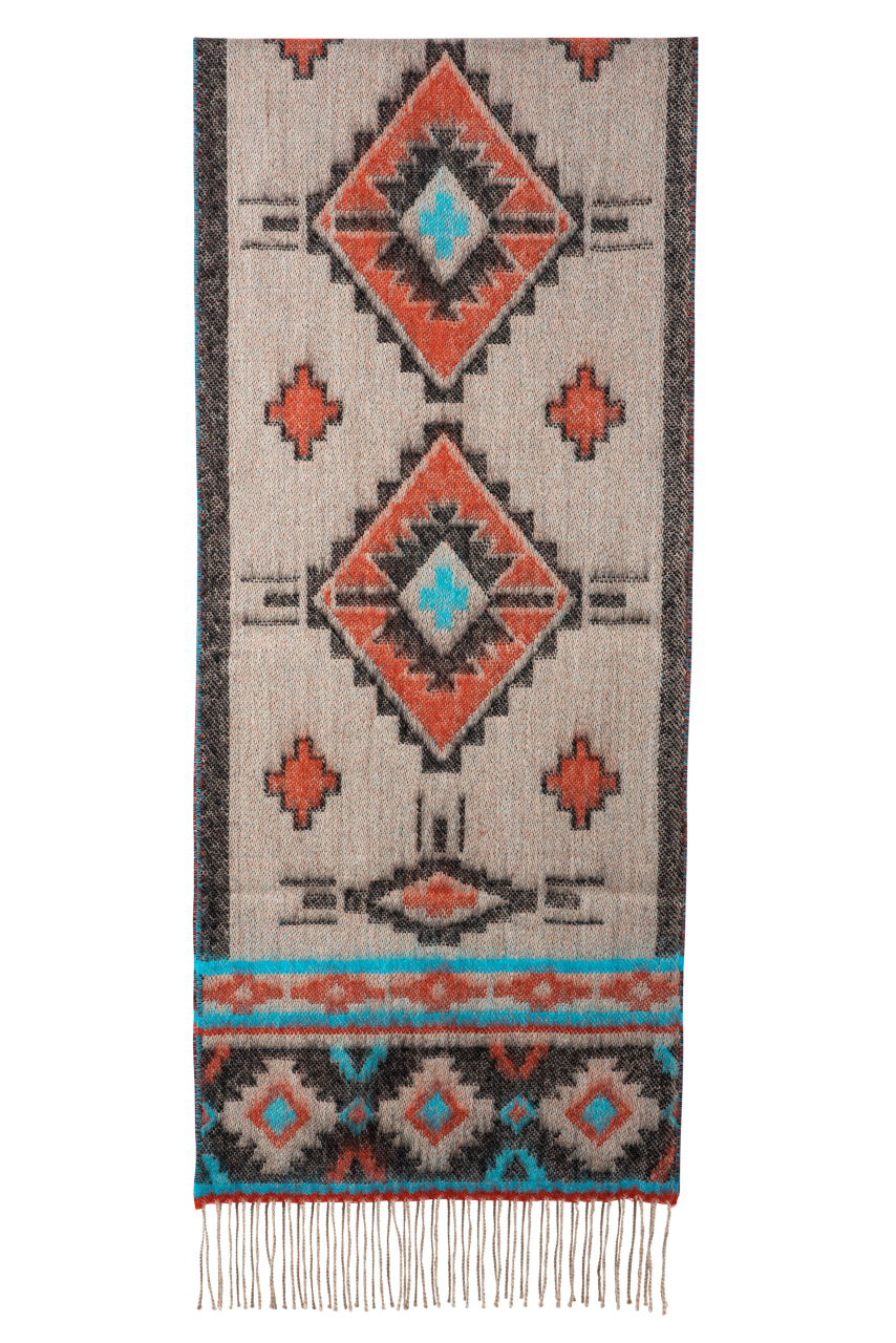 Time of the West Revis Sand & Turquoise Scarf