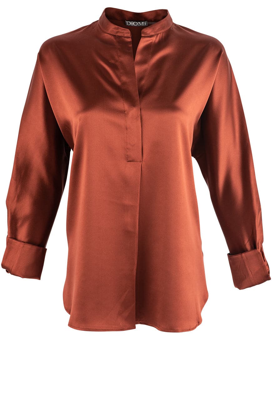 Diomi Long Sleeve Silk Sateen Blouse
