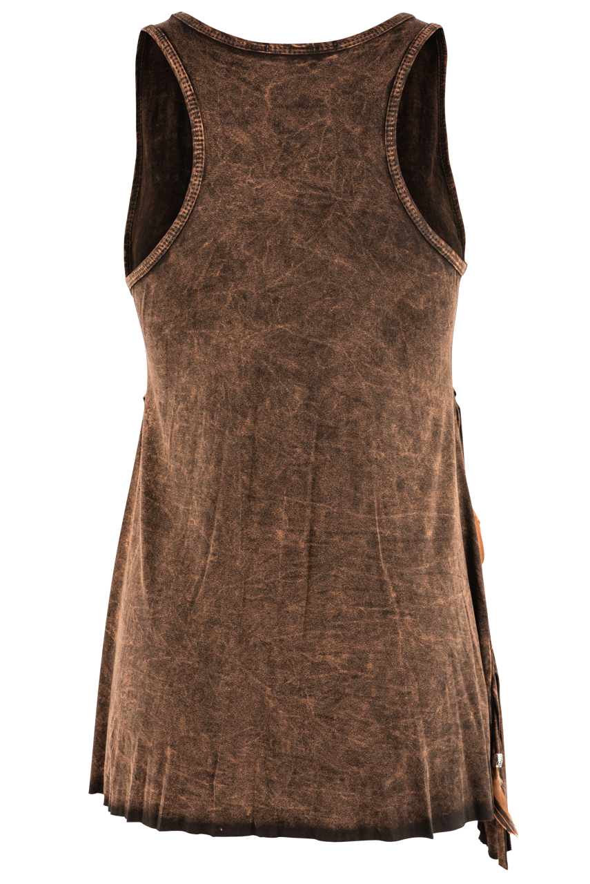 Pat Dahnke Brown Fringe Tank Top