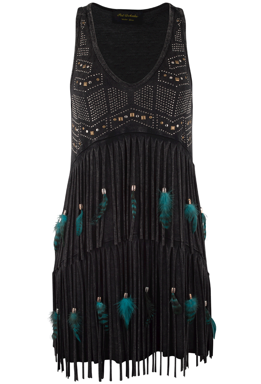 Pat Dahnke Fringe & Feather Tank - Black