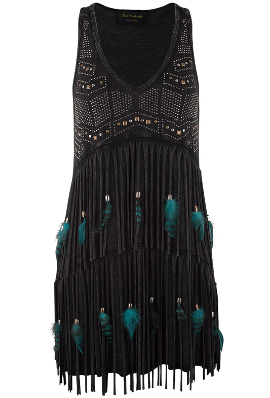 Pat Dahnke Fringe & Feather Tank - Black
