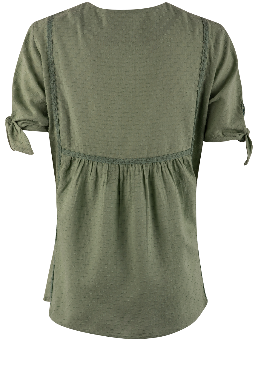 Double D Ranch Spring Green Rose Scroll Top