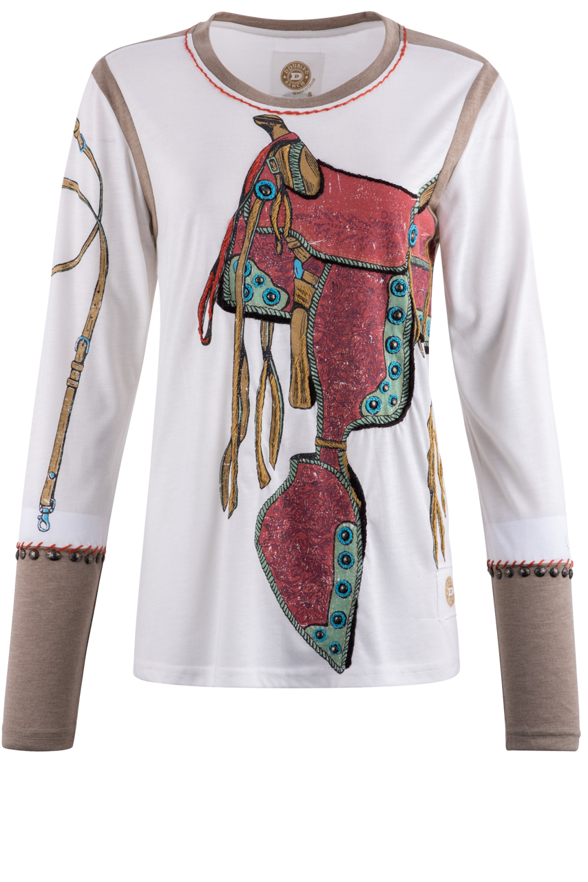 Double D Ranch String Pulling Leather Top