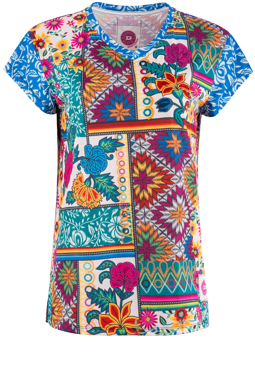 Double D Ranch Print Folk Top