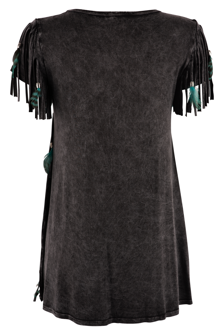 Pat Dahnke Black Feather Fringe Top