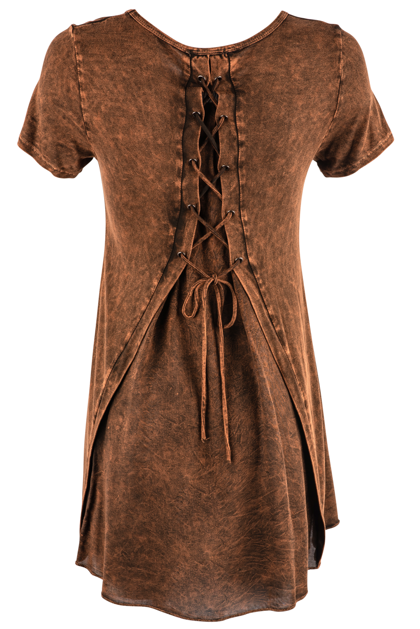Pat Dahnke Brown Laced Back Top