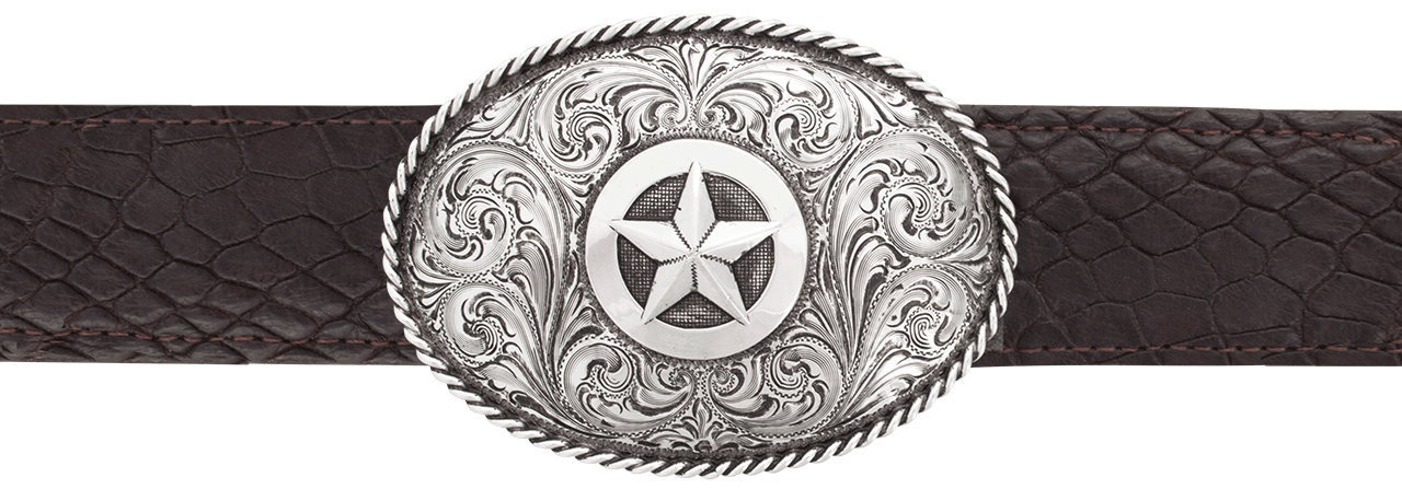 Silver King Roped Oval Star Western Trophy Buckle Pinto Ranch