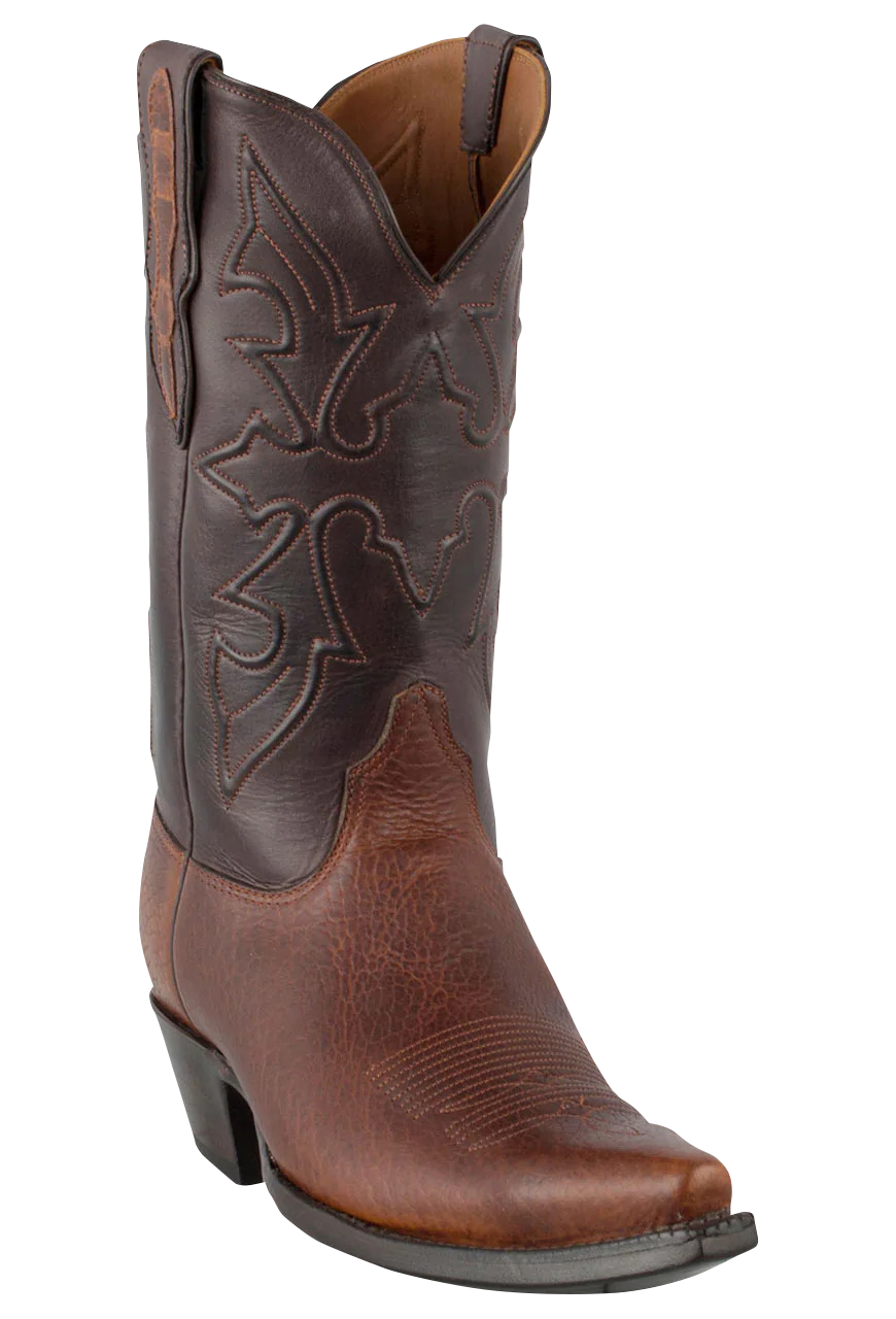 Black Jack for Pinto Ranch Men's Buffalo Cowboy Boots - Tan, Dark Brown