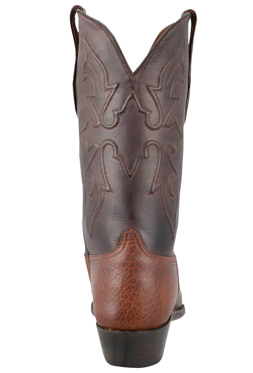 Black Jack for Pinto Ranch Men's Buffalo Cowboy Boots - Tan, Dark Brown