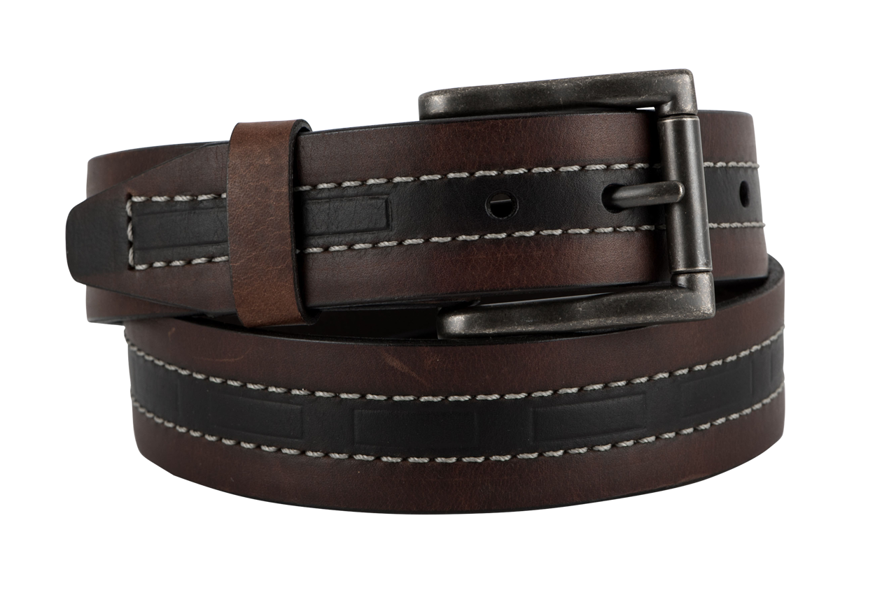 Vintage Bison 1.5" Genuine Leather Belt - Brown/Black