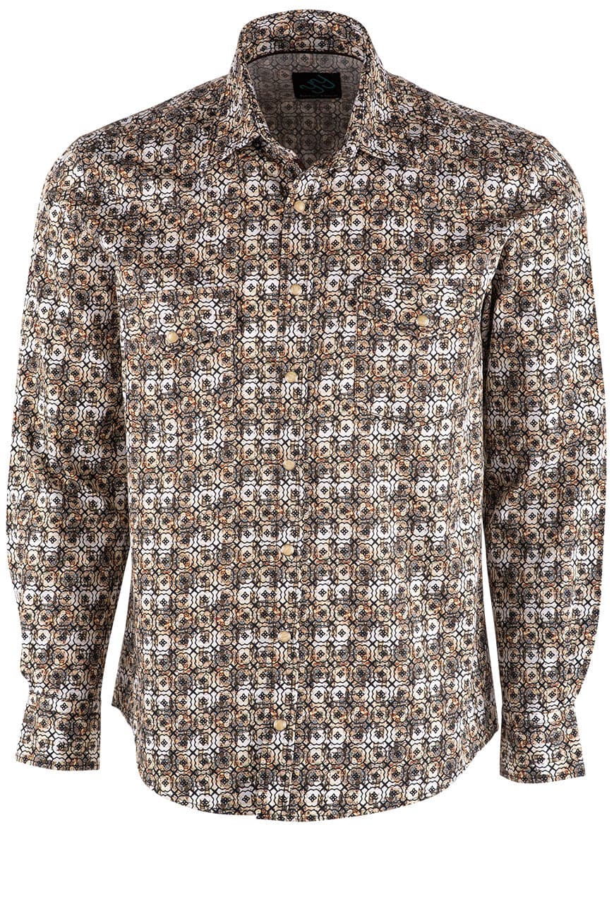 Pinto Ranch YY Collection Foulard Stack Print Snap Shirt - Front
