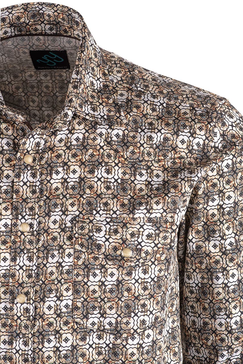 Pinto Ranch YY Collection Foulard Stack Print Snap Shirt - Front