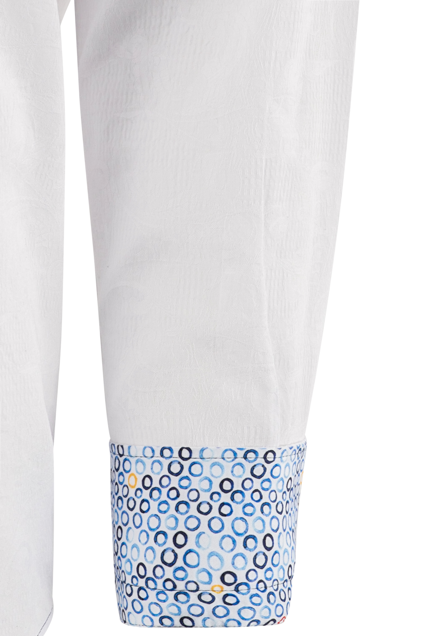 Pinto Ranch YY Collection Jacquard Long Sleeve Button-Front Shirt - White