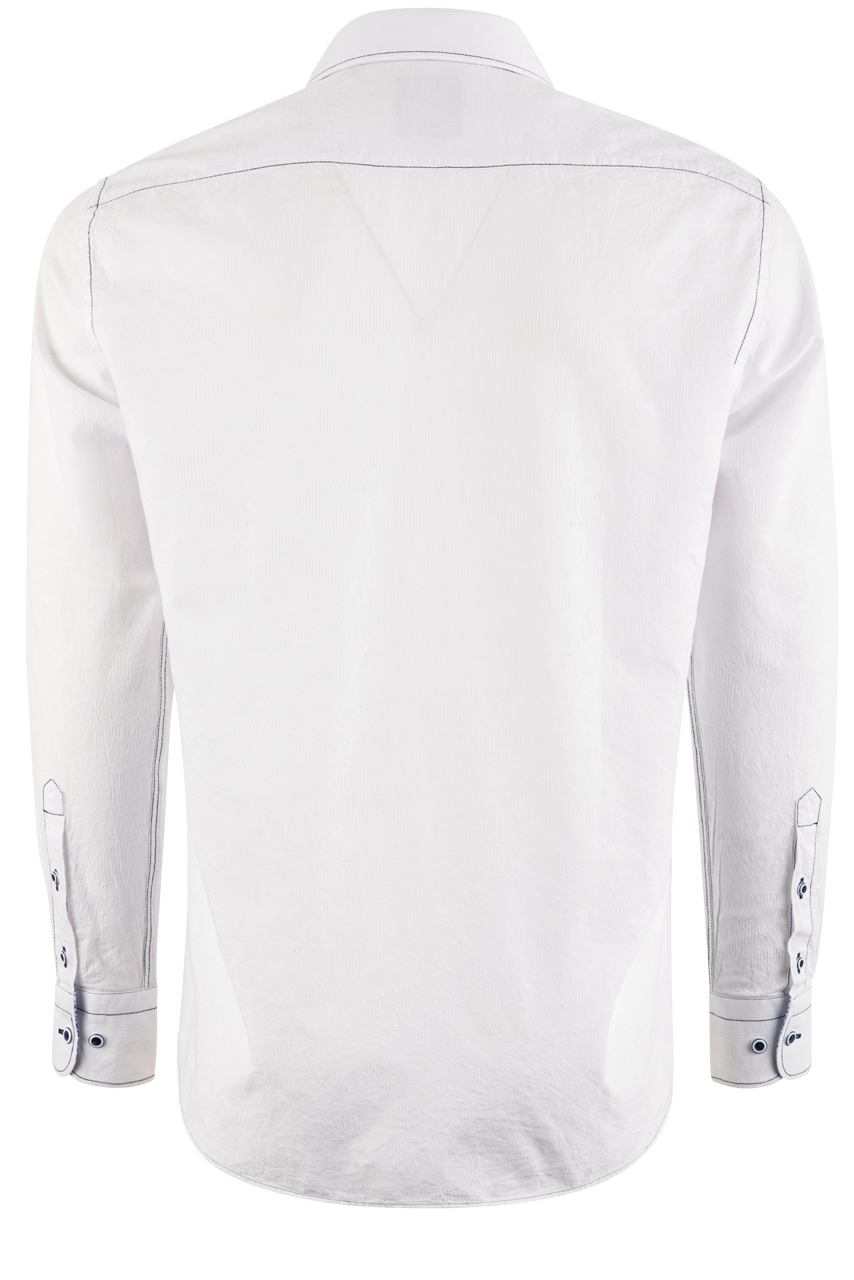 Pinto Ranch YY Collection Jacquard Long Sleeve Button-Front Shirt - White