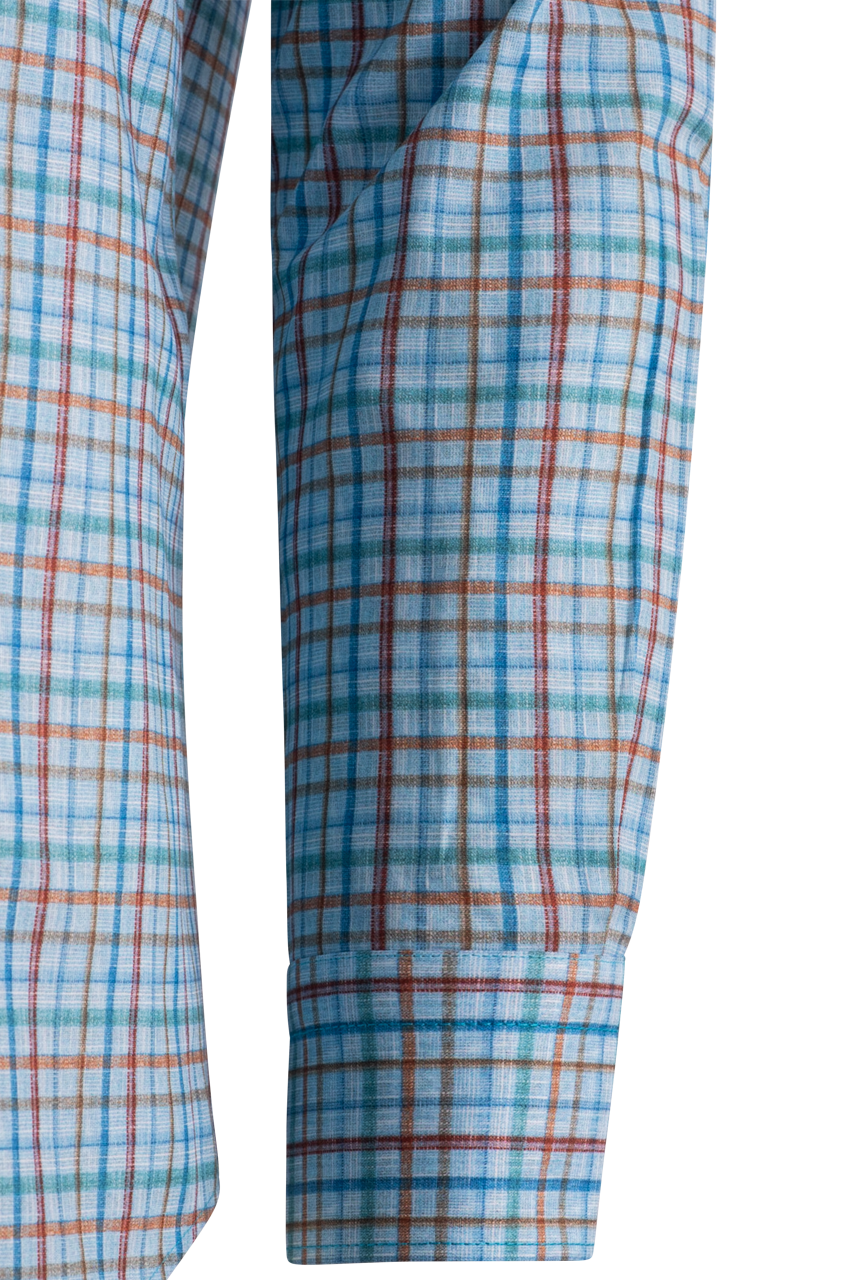 Pinto Ranch YY Collection Plaid Long Sleeve Button-Front Shirt - Blue