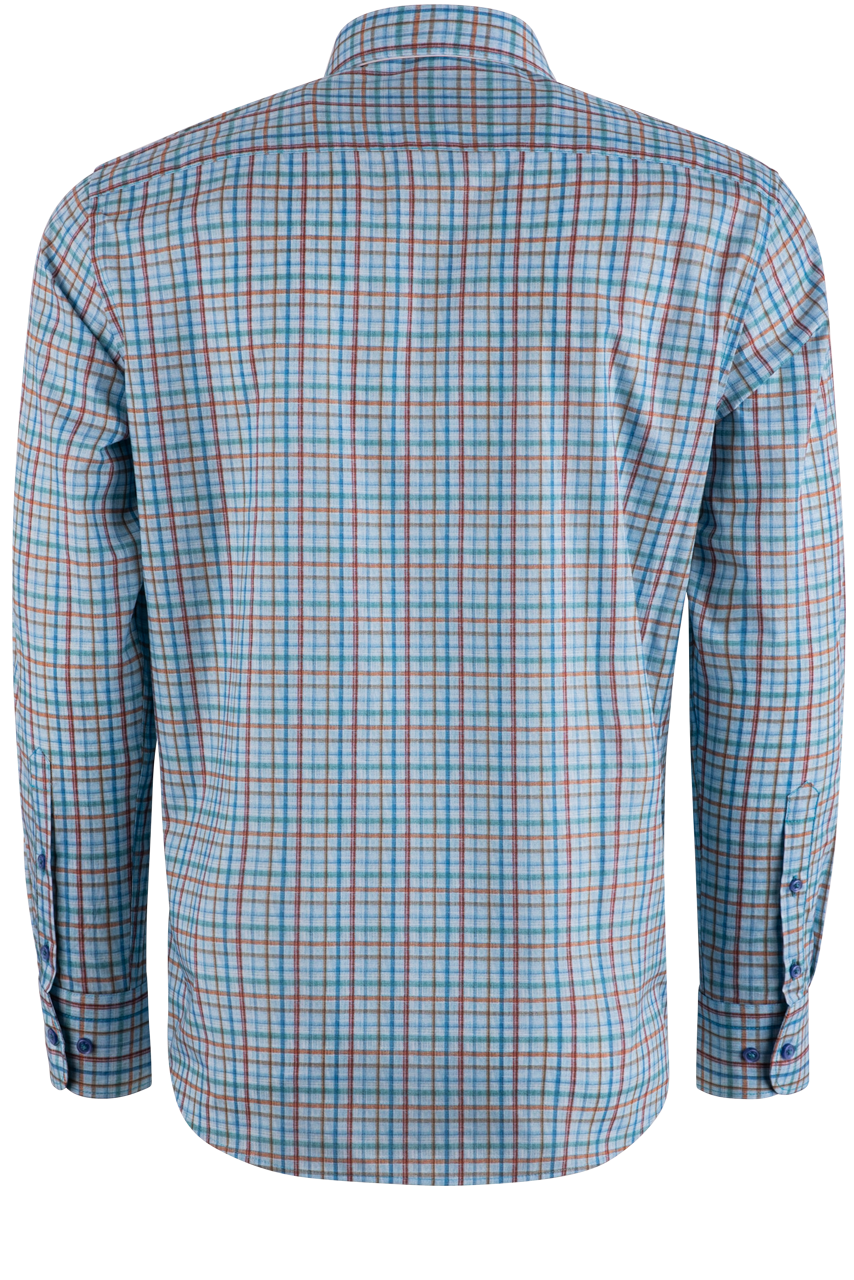 Pinto Ranch YY Collection Plaid Long Sleeve Button-Front Shirt - Blue