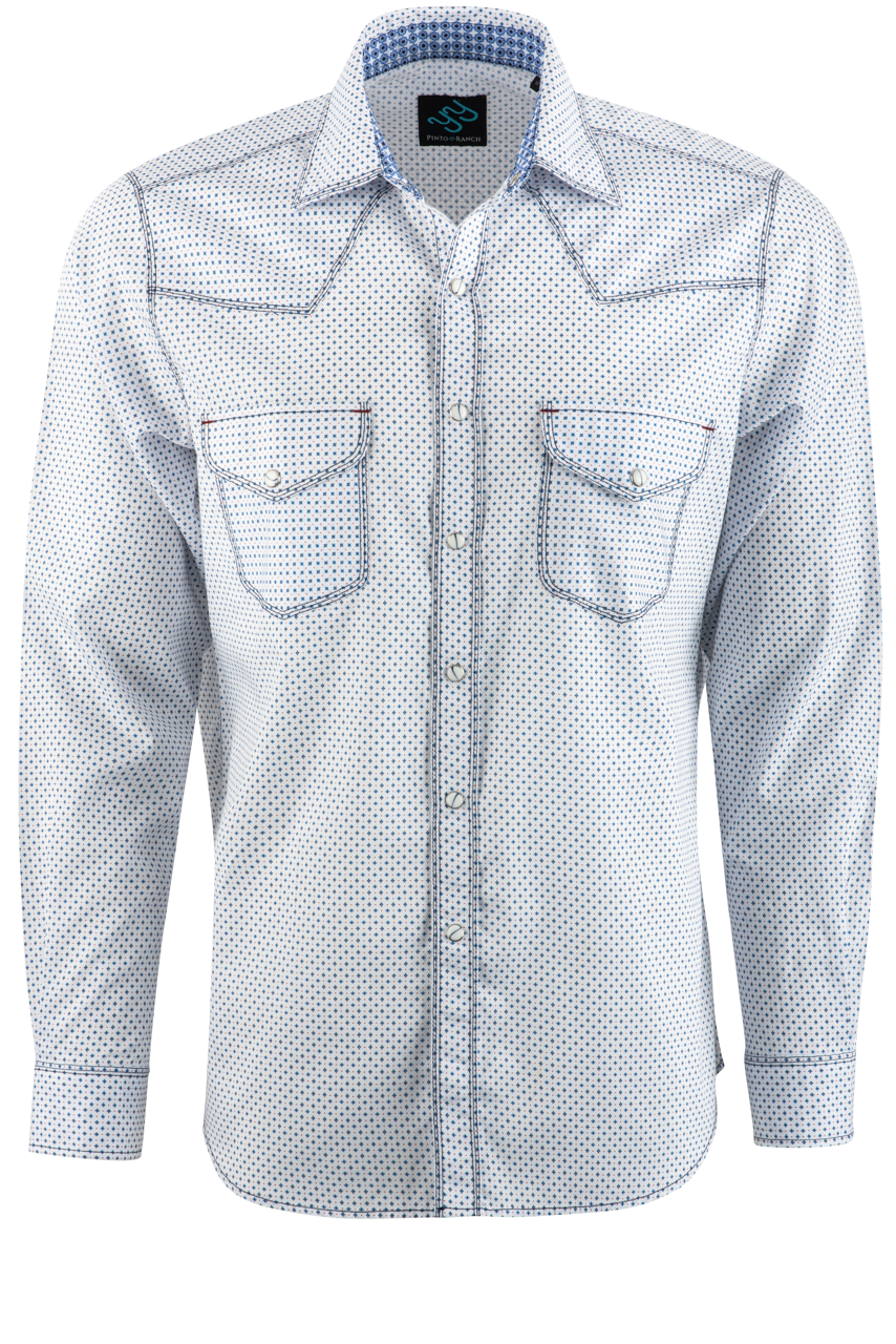 Pinto Ranch YY Collection Blue Diamond Pearl Snap Shirt