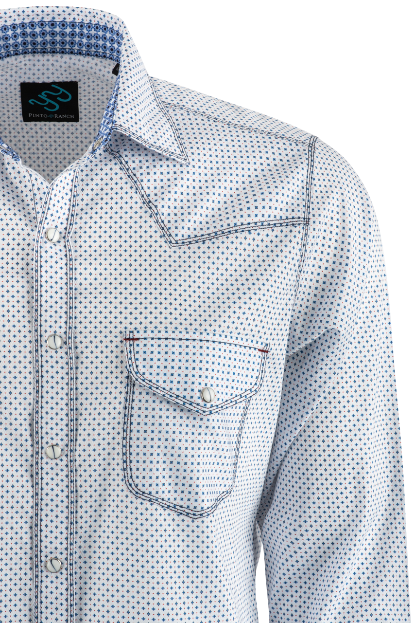 Pinto Ranch YY Collection Blue Diamond Pearl Snap Shirt