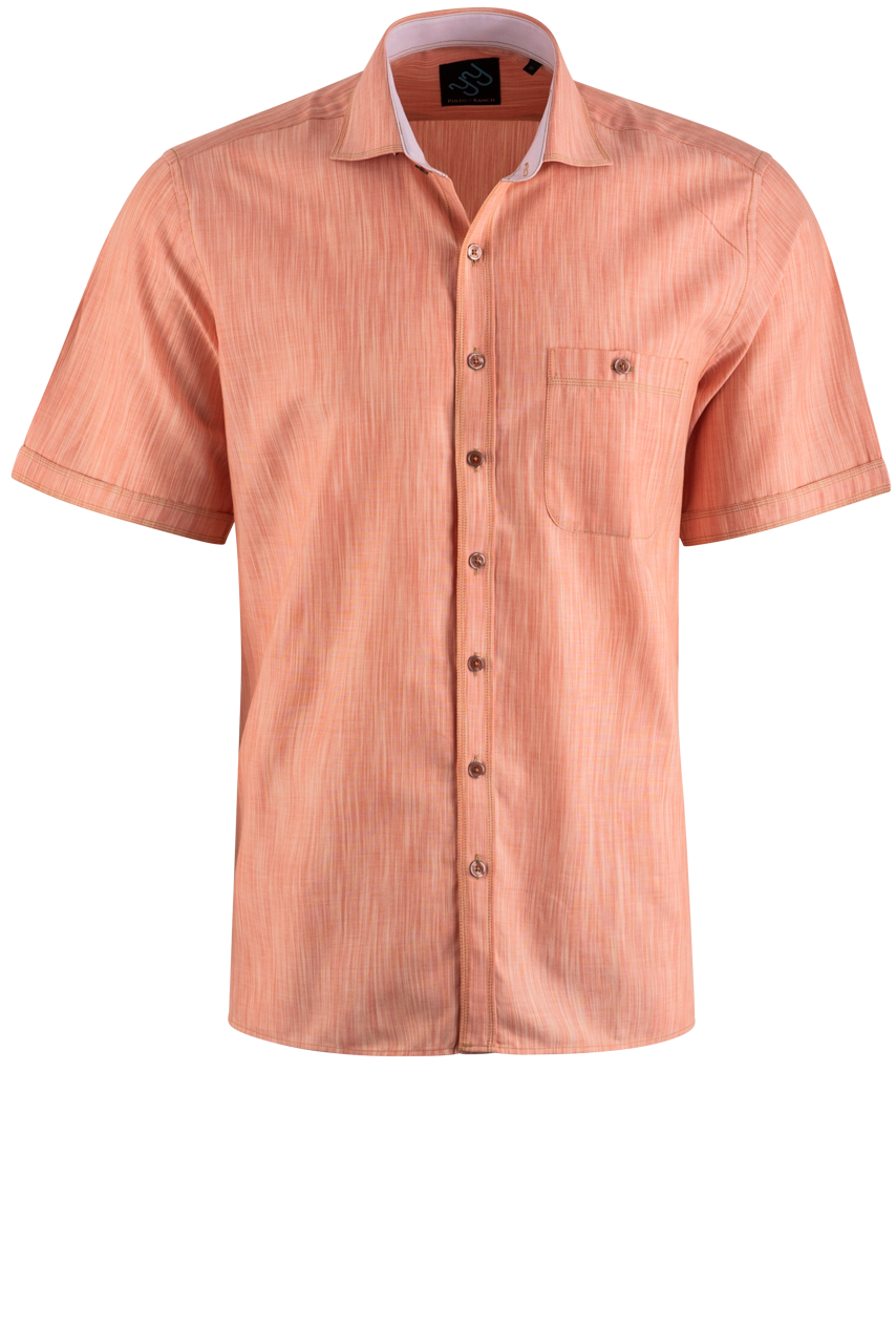 Pinto Ranch YY Collection Polo Short Sleeve Button-Front Shirt - Melon