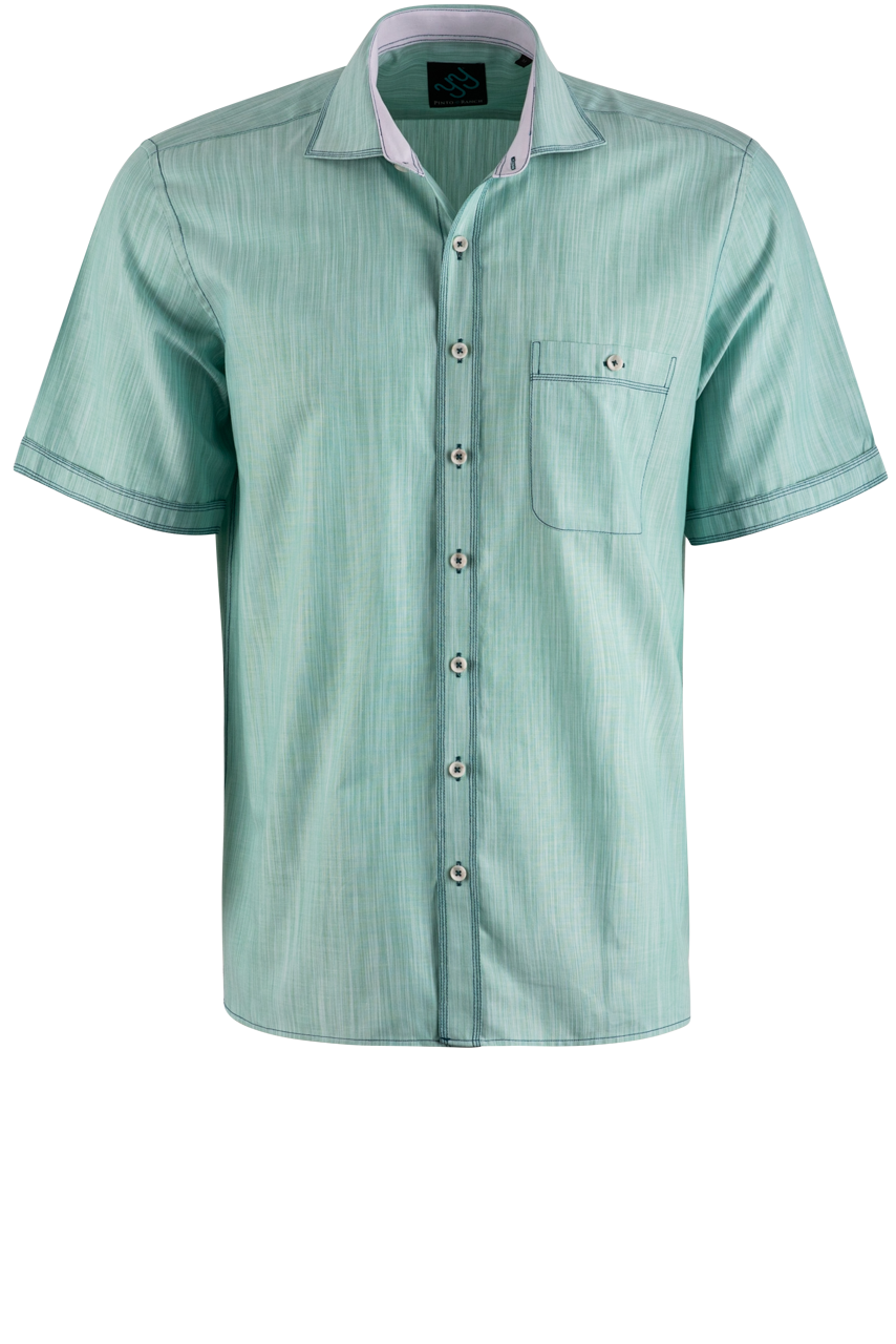 Pinto Ranch YY Collection Polo Short Sleeve Button-Front Shirt - Teal