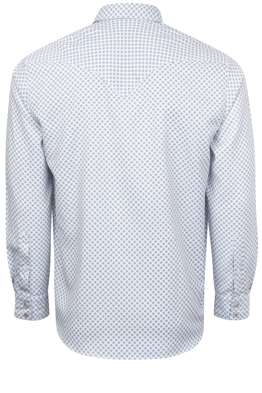 Pinto Ranch YY Collection Diamond Foulard Snap Front Shirt - White/Blue