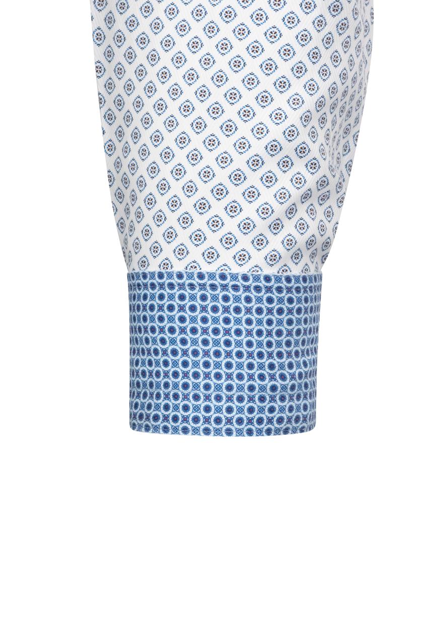 Pinto Ranch YY Collection Diamond Foulard Snap Front Shirt - White/Blue