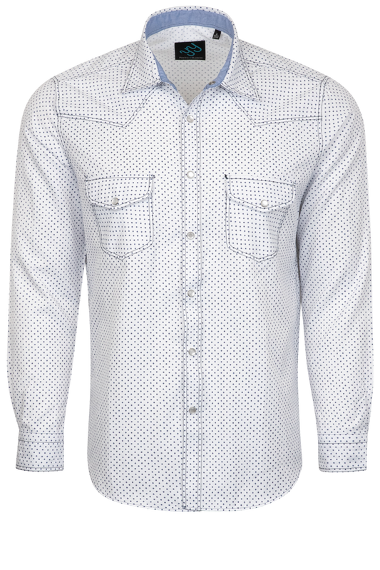 Pinto Ranch YY Collection Mini Diamond Snap Front Shirt - White