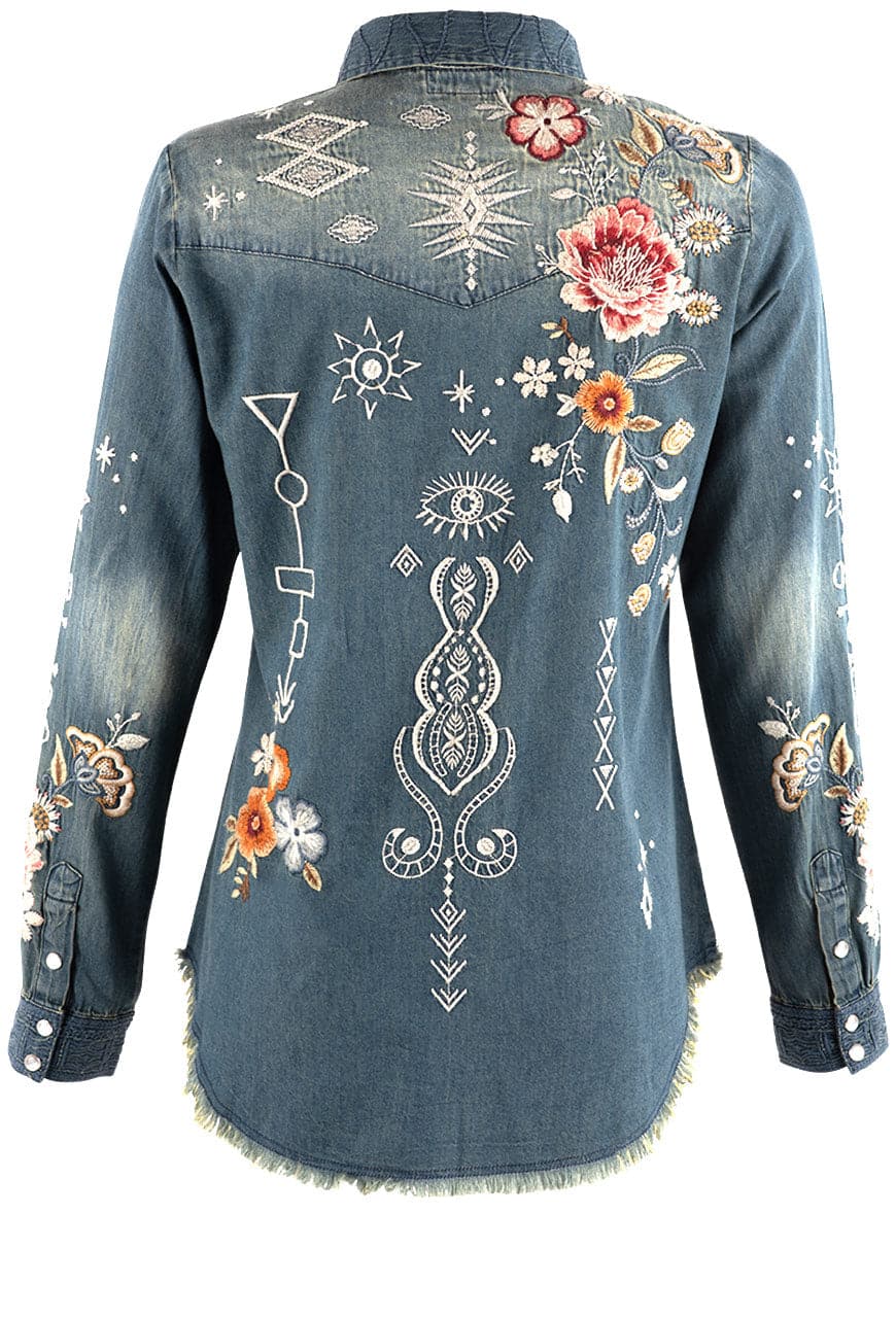 Johnny Was Umoya Frayed Western Shirt