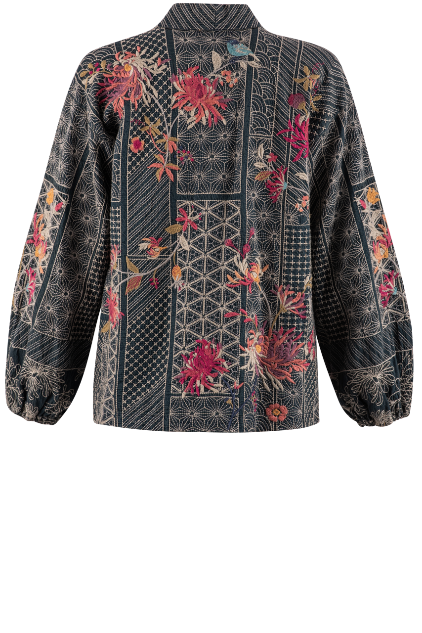 Johnny Was Denim Blue Multi Cardigan