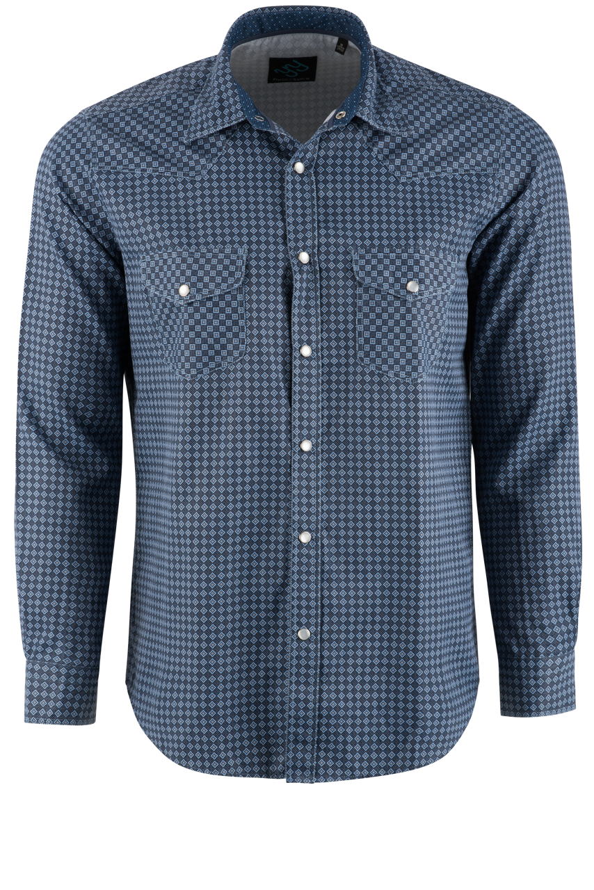 Pinto Ranch YY Collection Navy Diamond Pearl Snap Shirt