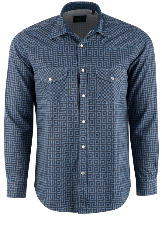 Pinto Ranch YY Collection Navy Diamond Pearl Snap Shirt