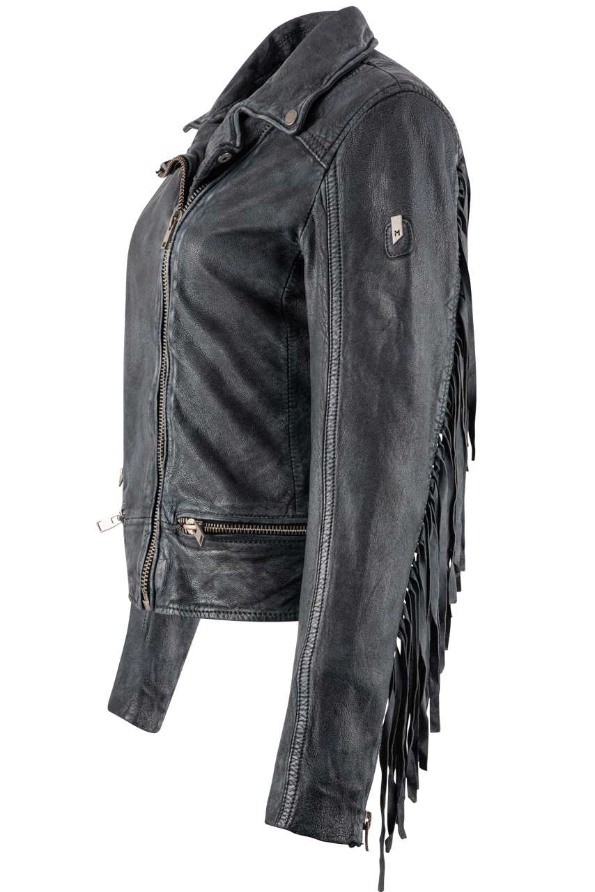 Mauritius Zoe Denim Blue Fringe Jacket